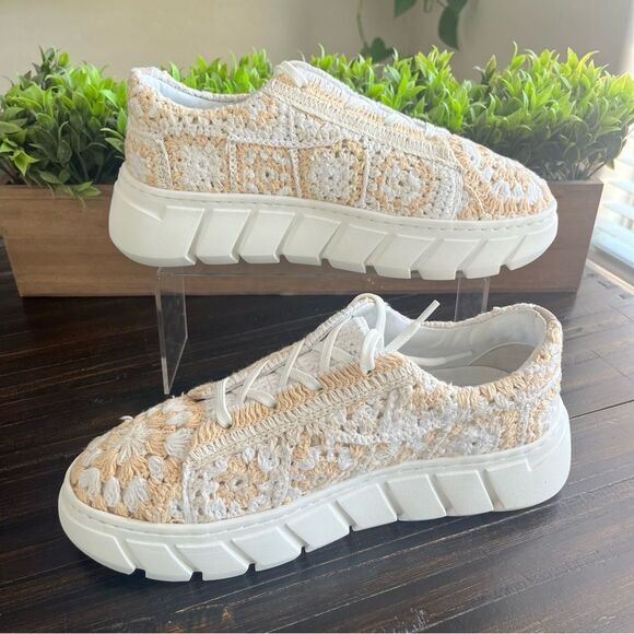 FREE PEOPLE Catch Me If You Can Crochet Platform Sneaker in Natural Size 9.5 NEW - Picture 5 of 15